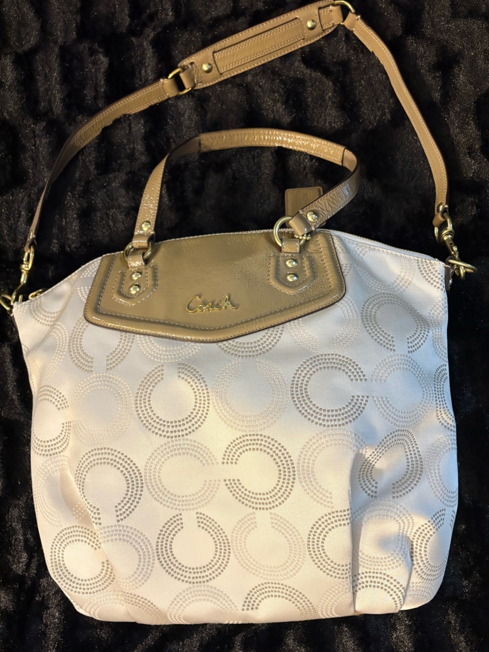 Coach Cream/Pewter Tote Bag